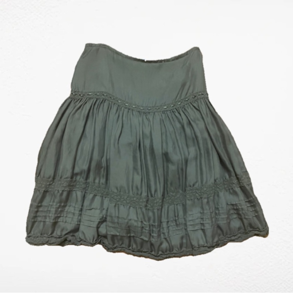 green fairy midi skirt with lace trim fairycore y2k